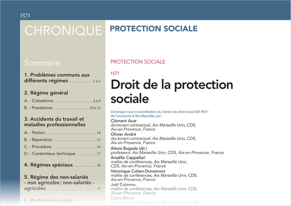 Première page de « Droit de la protection sociale »