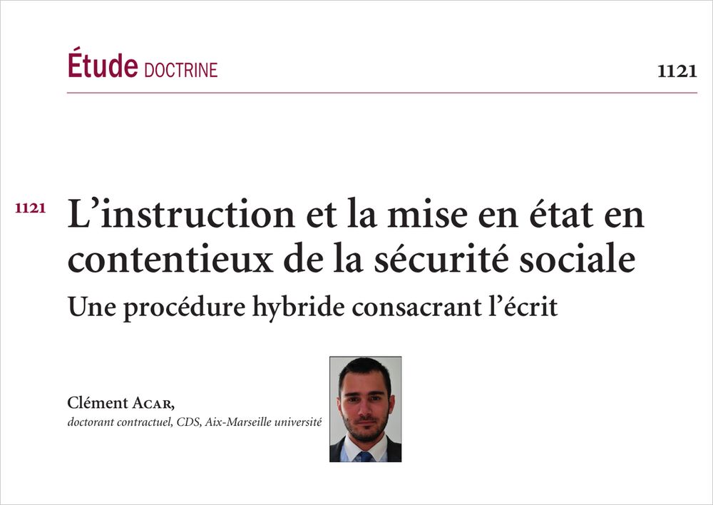 Première page de « L'instruction et la mise en état en contentieux de la sécurité sociale »